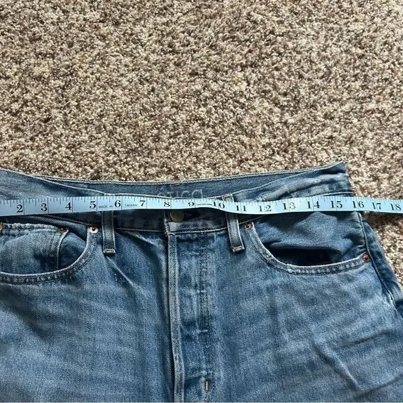 Etica Women's Distressed Ripped Grunge Blue Flare Jeans Button Up Size 29 - Picture 13 of 16